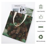 yanfind Great Martin Canvas Tote Bag Double Christmas Conifer Flora Plant Tree Spruce Cone Pine Foliage Branch Leaves Winter white-style1 38×41cm