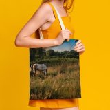 yanfind Great Martin Canvas Tote Bag Double Field Grassland Outdoors Horse Countryside Farm Grazing Meadow Pasture Ranch Rural Pontevedra white-style1 38×41cm