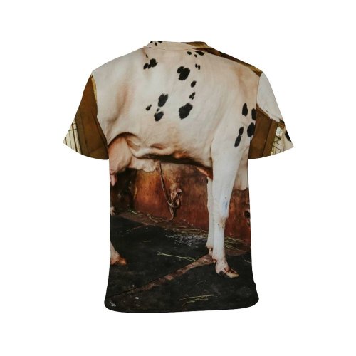 yanfind Adult Full Print T-shirts (men And Women) Agriculture Farm Milk Portrait Bull Cow Calf Barn Pasture Horn Dairy