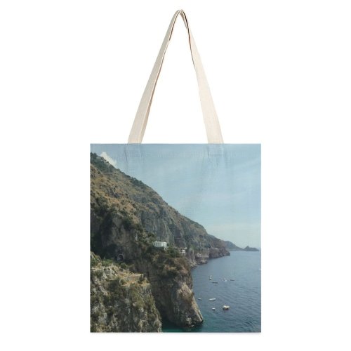 yanfind Great Martin Canvas Tote Bag Double Cliff Outdoors Amalfi Italy Ocean Coast Promontory Seaside Buildings Coastal Town Boat white-style1 38×41cm