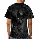 yanfind Adult Full Print T-shirts (men And Women) Adorable Attention Attentive Blurred Bw Calm Cat Countryside Creature Curious Cute Daylight