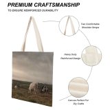 yanfind Great Martin Canvas Tote Bag Double Cattle Cow Field Outdoors Grassland Sheep Countryside Rural Pasture Meadow Farm Ranch white-style1 38×41cm
