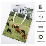 yanfind Great Martin Canvas Tote Bag Double Cattle Cow Field Grassland Outdoors Farm Countryside Meadow Rural Pasture Ranch Bull white-style1 38×41cm