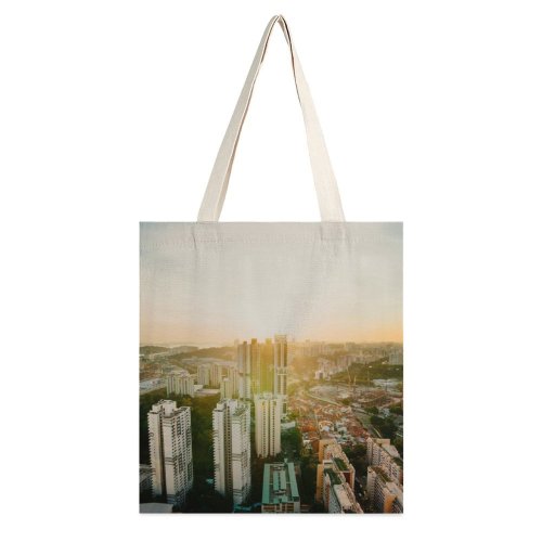 yanfind Great Martin Canvas Tote Bag Double City Building Architecture Downtown Town Urban High Rise Sunlight Cityscape Housing white-style1 38×41cm