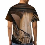 yanfind Adult Full Print T-shirts (men And Women) Aged Art Beam Building Ceiling Classic Construction Corridor Curve Decor Decoration Decorative