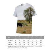 yanfind Adult Full Print T-shirts (men And Women) Agriculture Cattle Cloudy Countryside Cow Creature Farm Farmland Fauna Feed Field Grass