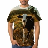 yanfind Adult Full Print T-shirts (men And Women) Adorable Bovidae Bovine Calf Calm Cattle Charming Chordate Space Countryside Cow