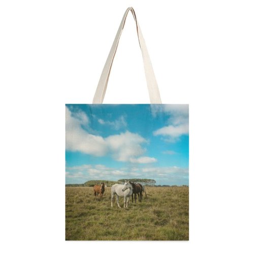 yanfind Great Martin Canvas Tote Bag Double Field Outdoors Grassland Countryside Farm Rural Pasture Grazing Ranch Meadow Horse Uruguay white-style1 38×41cm