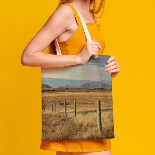 yanfind Great Martin Canvas Tote Bag Double Field Grassland Outdoors Countryside Road Fence Cloud Sky Scenery Perspective Canterbury white-style1 38×41cm