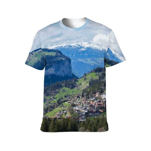 yanfind Adult Full Print T-shirts (men And Women) Alpine Alps Amazing Breathtaking Cloudy Coniferous Countryside Destination Evergreen Explore Fir Forest