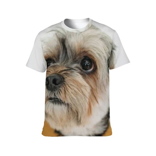 yanfind Adult Full Print T-shirts (men And Women) Adorable Calm Carefree Colorful Comfort Curious Dog Floor Fluff Friendly Fur