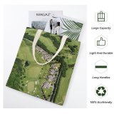 yanfind Great Martin Canvas Tote Bag Double Field Course Grassland Outdoors Aerial Landscape Home Scenery Building Neighborhood Summer white-style1 38×41cm