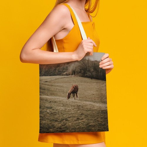 yanfind Great Martin Canvas Tote Bag Double Field Grassland Outdoors Countryside Farm Rural Grazing Meadow Pasture Ranch Horse France white-style1 38×41cm