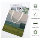 yanfind Great Martin Canvas Tote Bag Double Field Grassland Outdoors Countryside Paddy Plant Vegetation Grey Stock white-style1 38×41cm