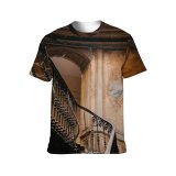 yanfind Adult Full Print T-shirts (men And Women) Aged Art Beam Building Ceiling Classic Construction Corridor Curve Decor Decoration Decorative