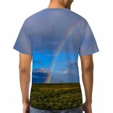 yanfind Adult Full Print T-shirts (men And Women) Agriculture Cloudiness Clouds Cloudy Dark Daylight Grass Grassland Landscape Outdoors Rainbow