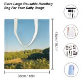 yanfind Great Martin Canvas Tote Bag Double Field Grassland Outdoors Countryside Farm Rural Meadow Pasture Ranch Grazing Plant Tree white-style1 38×41cm