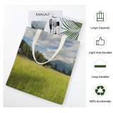 yanfind Great Martin Canvas Tote Bag Double Field Grassland Outdoors Grass Plant Tree Countryside Farm Meadow Rural Building Abies white-style1 38×41cm