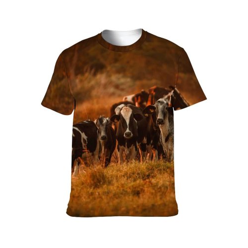 yanfind Adult Full Print T-shirts (men And Women) Agriculture Blurred Cattle Country Countryside Cow Farm Farmland Field Grass Grassland