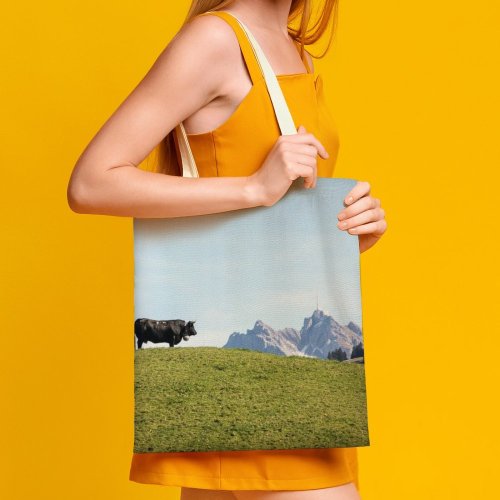 yanfind Great Martin Canvas Tote Bag Double Cattle Outdoors Field Grassland Countryside Range Peak Ebnat white-style1 38×41cm