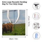 yanfind Great Martin Canvas Tote Bag Double Cow Cattle Field Grassland Outdoors Bull Countryside Farm Rural Meadow Pasture Ranch white-style1 38×41cm