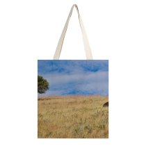 yanfind Great Martin Canvas Tote Bag Double Field Grassland Outdoors Savanna Wildlife Landscape Grass Plant Countryside Tree Cattle Cow white-style1 38×41cm