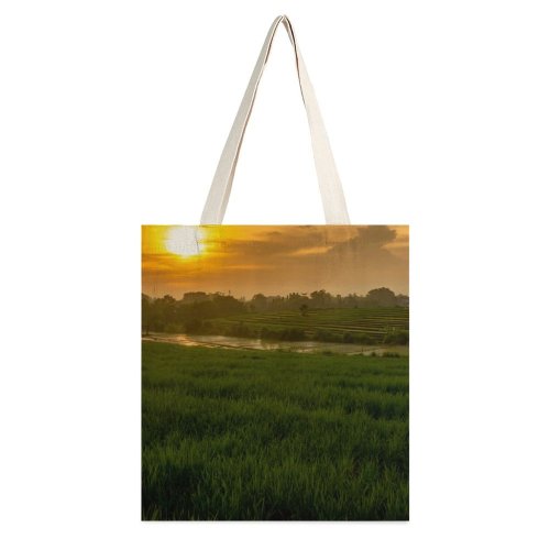 yanfind Great Martin Canvas Tote Bag Double Field Grassland Outdoors Canggu Countryside Paddy Бадунг Бали Индонезия Grass Plant Bali white-style1 38×41cm