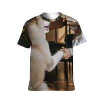 yanfind Adult Full Print T-shirts (men And Women) Adorable Akita Inu Anonymous Friend Beverage Blurred Bonding Care Casual Coffee