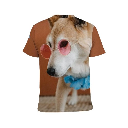 yanfind Adult Full Print T-shirts (men And Women) Accessory Adorable Portrait Canidae Cool Cute Dog Face Eyewear Fashion Human's