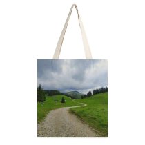yanfind Great Martin Canvas Tote Bag Double Field Grassland Outdoors Road Countryside Abies Fir Plant Tree Hill Mound white-style1 38×41cm