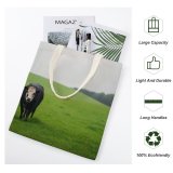 yanfind Great Martin Canvas Tote Bag Double Field Cattle Cow Grassland Outdoors Countryside Farm Rural Pasture Scotland Meadow Grazing white-style1 38×41cm