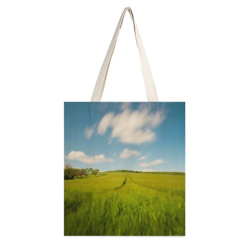 yanfind Great Martin Canvas Tote Bag Double Field Grassland Outdoors Countryside France Paddy Spring Cloud Longexposure Cropes Rural Land white-style1 38×41cm