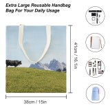 yanfind Great Martin Canvas Tote Bag Double Cattle Outdoors Field Grassland Countryside Range Peak Ebnat white-style1 38×41cm