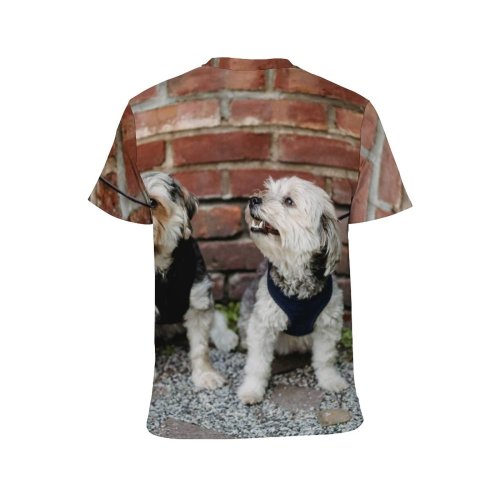 yanfind Adult Full Print T-shirts (men And Women) Adorable Attention Brick Wall Carefree Courtyard Creature Curious Cute Dog