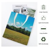 yanfind Great Martin Canvas Tote Bag Double Field Grassland Outdoors Countryside Rural Farm Meadow Land Pasture Plant Grass Azure white-style1 38×41cm
