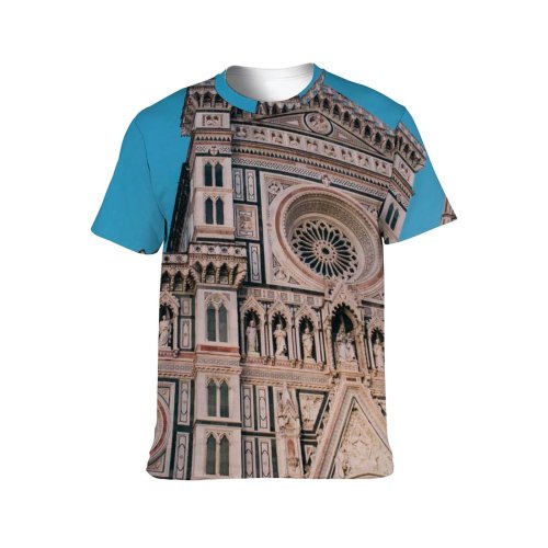 yanfind Adult Full Print T-shirts (men And Women) Aged Arched Architecture Attract Sky Building Carve Cathedral Catholic Church Cloudless Construction