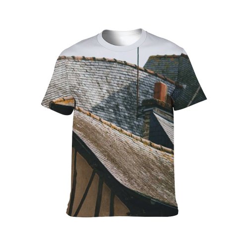 yanfind Adult Full Print T-shirts (men And Women) Aged Antenna Architecture Building Chimney Cloudy Complex Construction Space Daytime District Dwell