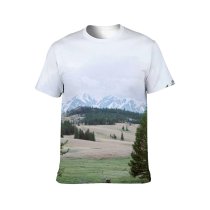 yanfind Adult Full Print T-shirts (men And Women) Altitude Amazing Calm Coniferous Daytime Evergreen Fir Forest Formation Frozen Geology