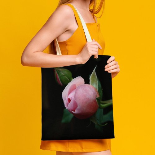 yanfind Great Martin Canvas Tote Bag Double Flower Plant Rose Bud Sprout Purple white-style1 38×41cm