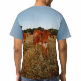 yanfind Adult Full Print T-shirts (men And Women) Agriculture Farming Bovine Cow Grass Calf Cattle Countryside Farm Farmland Field Grassland