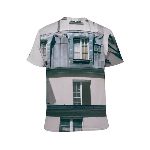 yanfind Adult Full Print T-shirts (men And Women) Accommodation Aged Apartment Architecture Brick Building City Construction Corner Daytime Design Detail