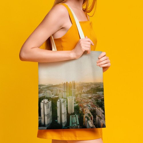 yanfind Great Martin Canvas Tote Bag Double City Building Architecture Downtown Town Urban High Rise Sunlight Cityscape Housing white-style1 38×41cm