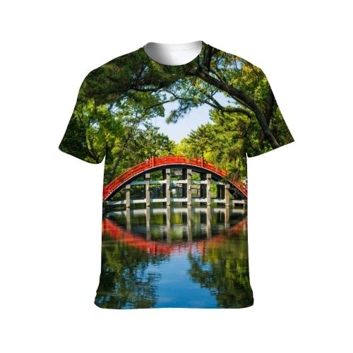 yanfind Adult Full Print T-shirts (men And Women) Aged Architecture Botany Canal Channel City Colorful Daytime Greenery Grow