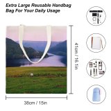 yanfind Great Martin Canvas Tote Bag Double Field Grassland Outdoors Countryside Horse Farm Meadow Rural Grazing Pasture Ranch Land white-style1 38×41cm