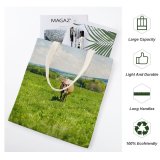yanfind Great Martin Canvas Tote Bag Double Cow Cattle Field Grassland Outdoors Countryside Farm Rural Meadow Pasture Grazing Ranch white-style1 38×41cm