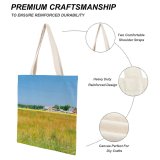yanfind Great Martin Canvas Tote Bag Double Field Outdoors Farm Grassland Countryside Rural Meadow Building Tent Sky Tree Fields white-style1 38×41cm