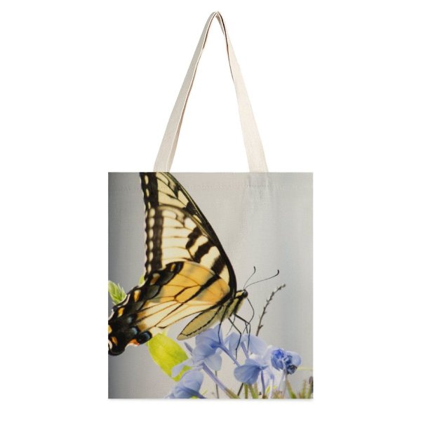 yanfind Great Martin Canvas Tote Bag Double Butterfly Insect Invertebrate Monarch Birds Bee Honey Flower Plant white-style1 38×41cm
