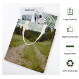 yanfind Great Martin Canvas Tote Bag Double Field Grassland Outdoors Plant Tree Abies Fir Countryside Farm Meadow Rural Marquette white-style1 38×41cm