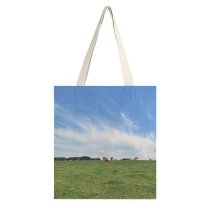 yanfind Great Martin Canvas Tote Bag Double Field Grassland Outdoors Countryside Cattle Cow Farm Rural Pasture Meadow Grass Étretat white-style1 38×41cm