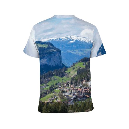 yanfind Adult Full Print T-shirts (men And Women) Alpine Alps Amazing Breathtaking Cloudy Coniferous Countryside Destination Evergreen Explore Fir Forest